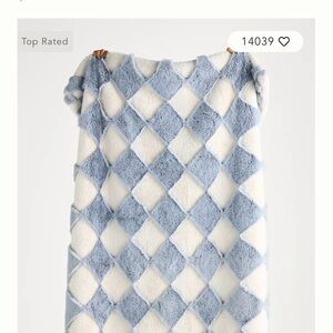 Anthropologie Blue and White Diamond Throw Blanket